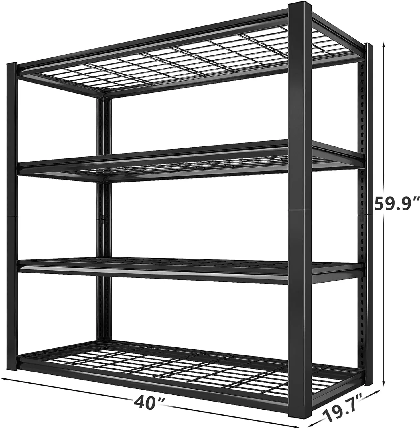 REIBII-Étagères métalliques réglables, étagères de garage, stockage industriel, sous-sol T1, charge de 2200lb, vitesse à 4 niveaux, 40 po W