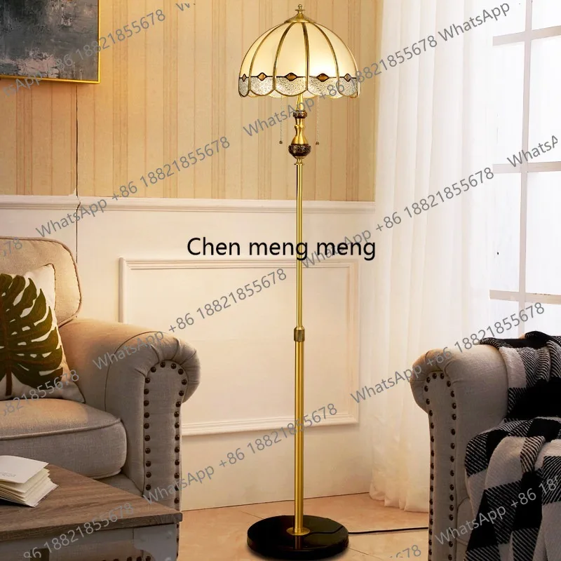 

American retro living room all copper marble glass light luxury decoration bedroom study sofa floor lamp