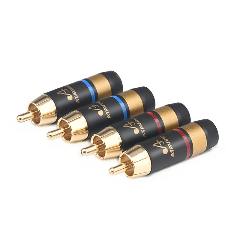 4PCS Hifi RCA Plug High Quality  Gold Plated RCA Male Connector for RCA Audio Cable Solder