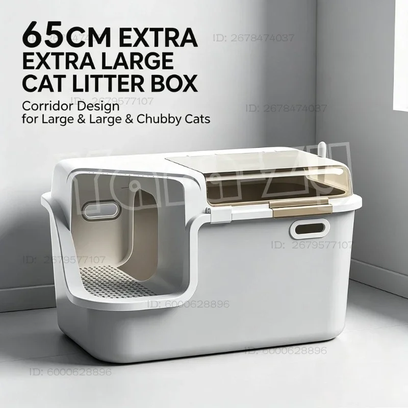 Corridor Full Enclosed Cat Litter Box Flip Lid High Wall Anti-Splash Deodorizing Odor Block Large Cat Potty Toilet Box