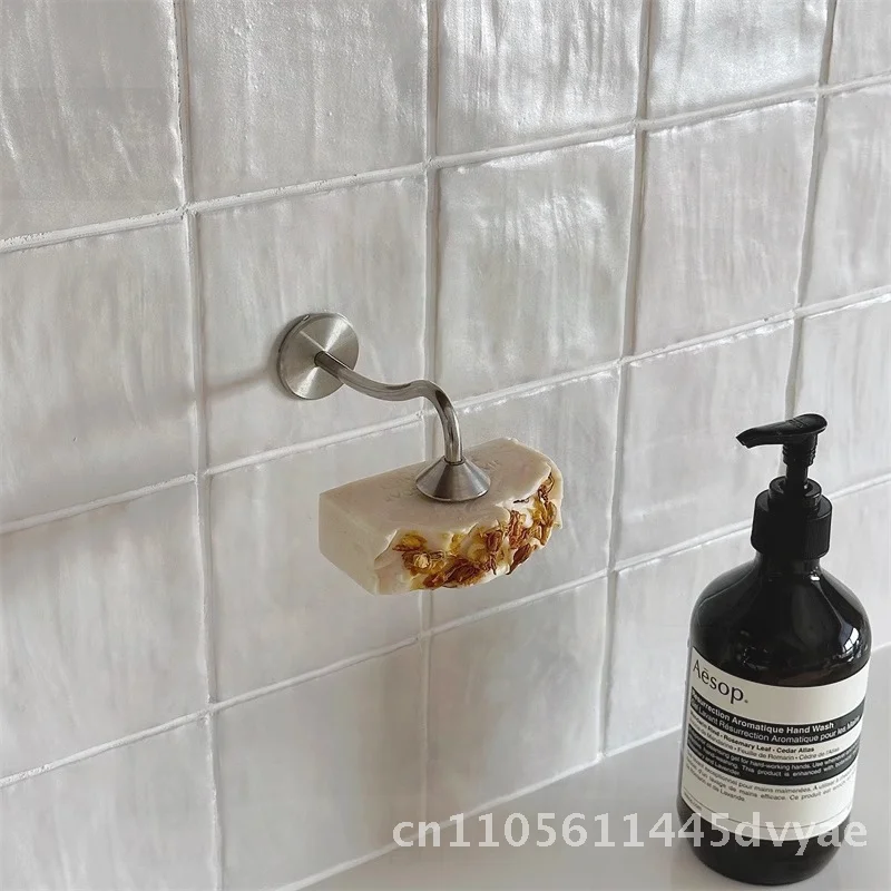 

Universal Wall-Mounted Magnetic Soap Rack Stainless Steel Punch-Free Bathroom Storage for Dispenser