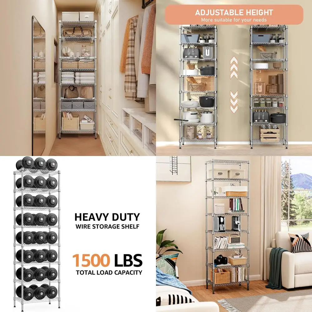 

7-Tier 2000 lbs Capacity Metal Wire Shelving Unit for Home Storage in Kitchen, Laundry, and Garage