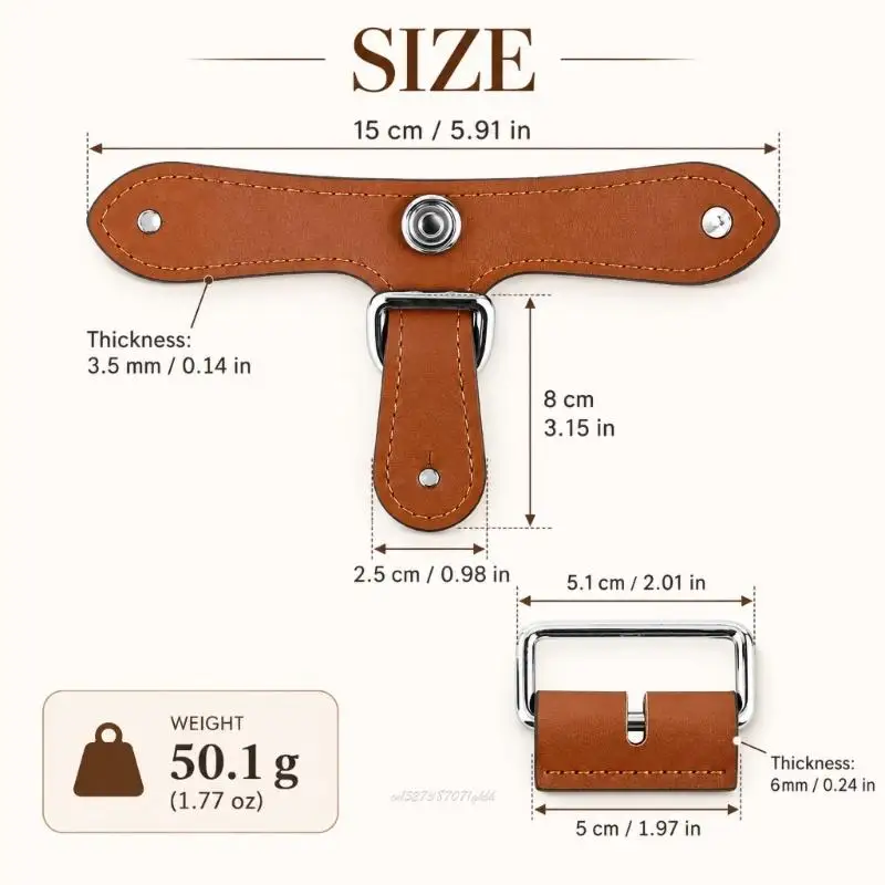 X5XA Bag Strap Converter Set with Removable Closures, Brown and Braided Cord, and Silver-Tone Hardware for No-Sew