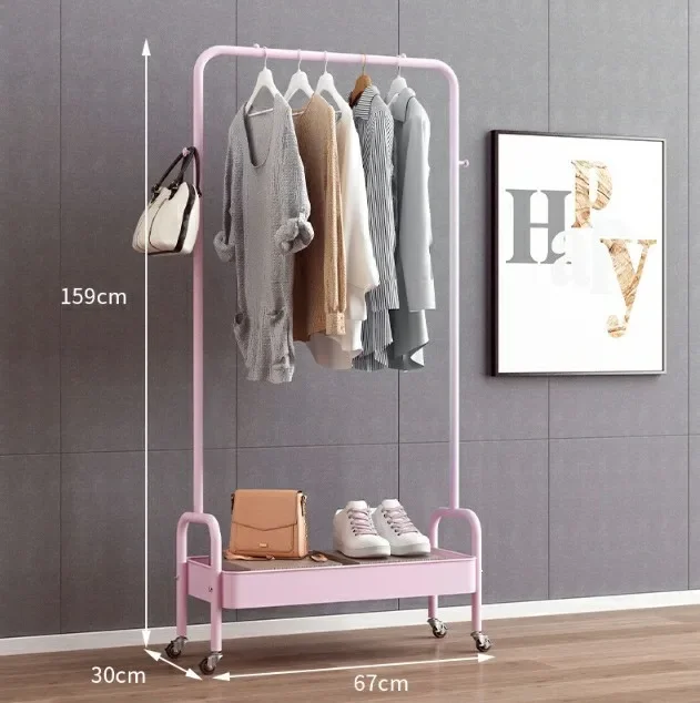 

Коммерческая вешалка для одежды Вешалка для одежды Катящаяся основа с 2-мя корзинами Гардеробная