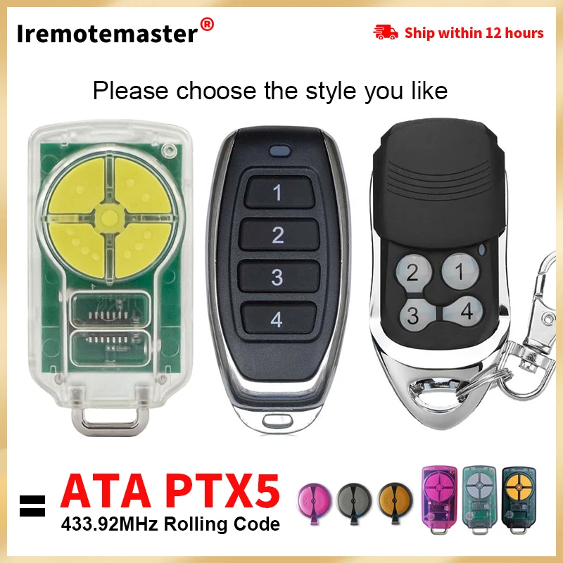 For ATA PTX5v1 TrioCode Gate Remote Control 433.92mhz ATA PTX5v2 Garage Door Opener keychain