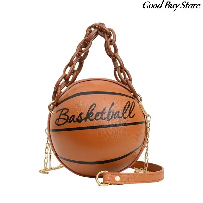 Women Basketball Club Handbag Cowboy Shoulder Purse Acrylic Chain Fashion Handbags Circular Totes Ball Shape Crossbody Bags 2022