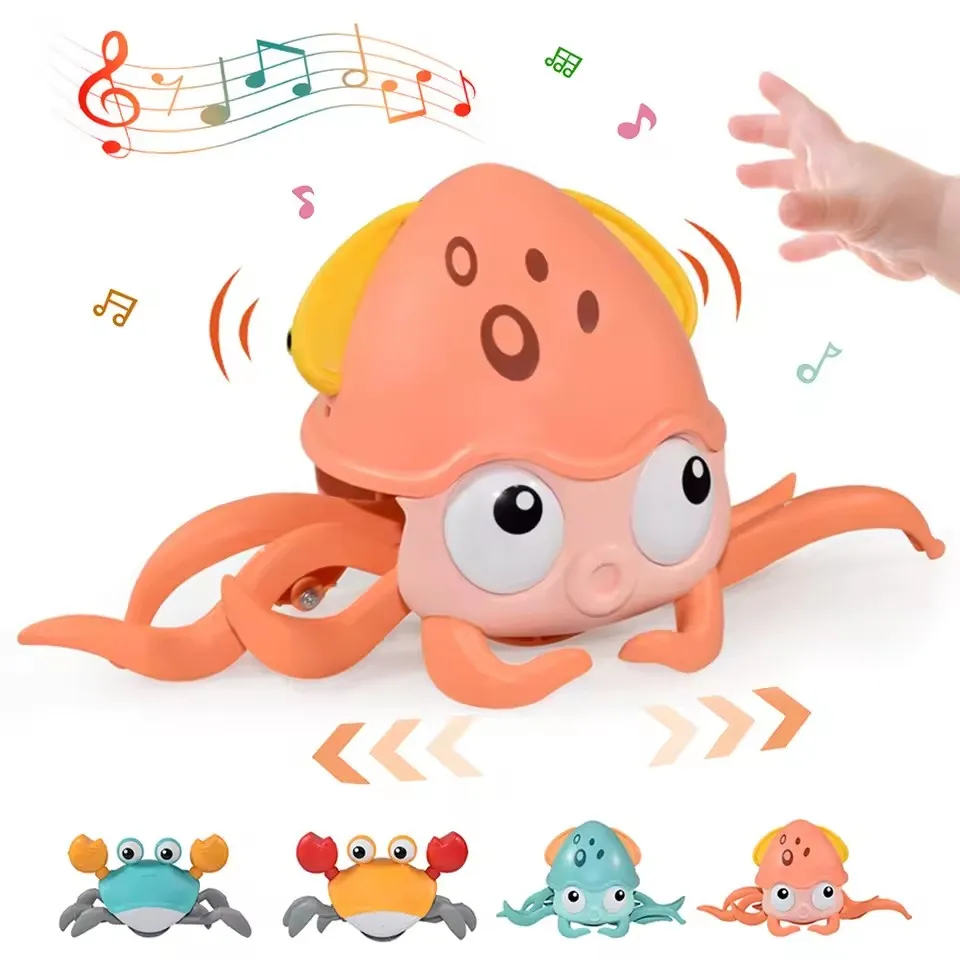 เด็ก Induction Escape Octopus Crab Crawling ของเล่นเด็กสัตว์เลี้ยงอิเล็กทรอนิกส์ของเล่นดนตรีการศึกษาคริสต์มาสของขวัญเด็กวัยหัดเดินค่าเฉลี่ยของเล่น