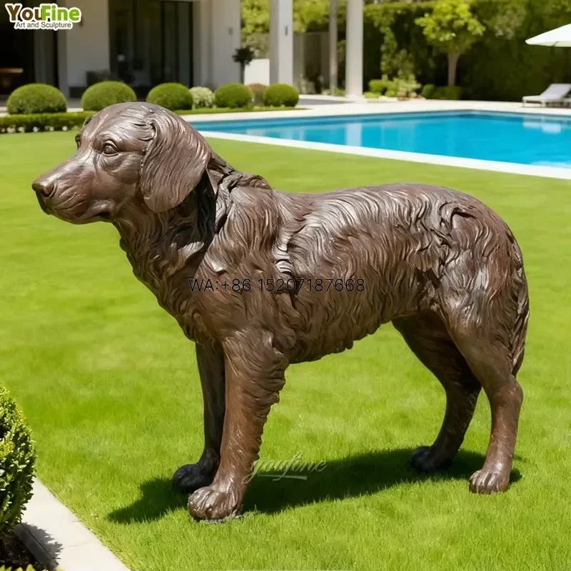 Wmwmnu for YOUFINE Custom Made Life Size Home Garden Decorative Metal Bronze Golden Retriever Dog Statue Sculpture