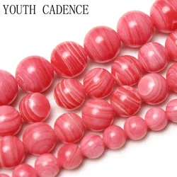 Red Lace Rhodochrosite Agates Stone Round Loose Spacer Beads  6 8 10mm For Jewelry DIY Making Accessories Bracelet Necklace 15''