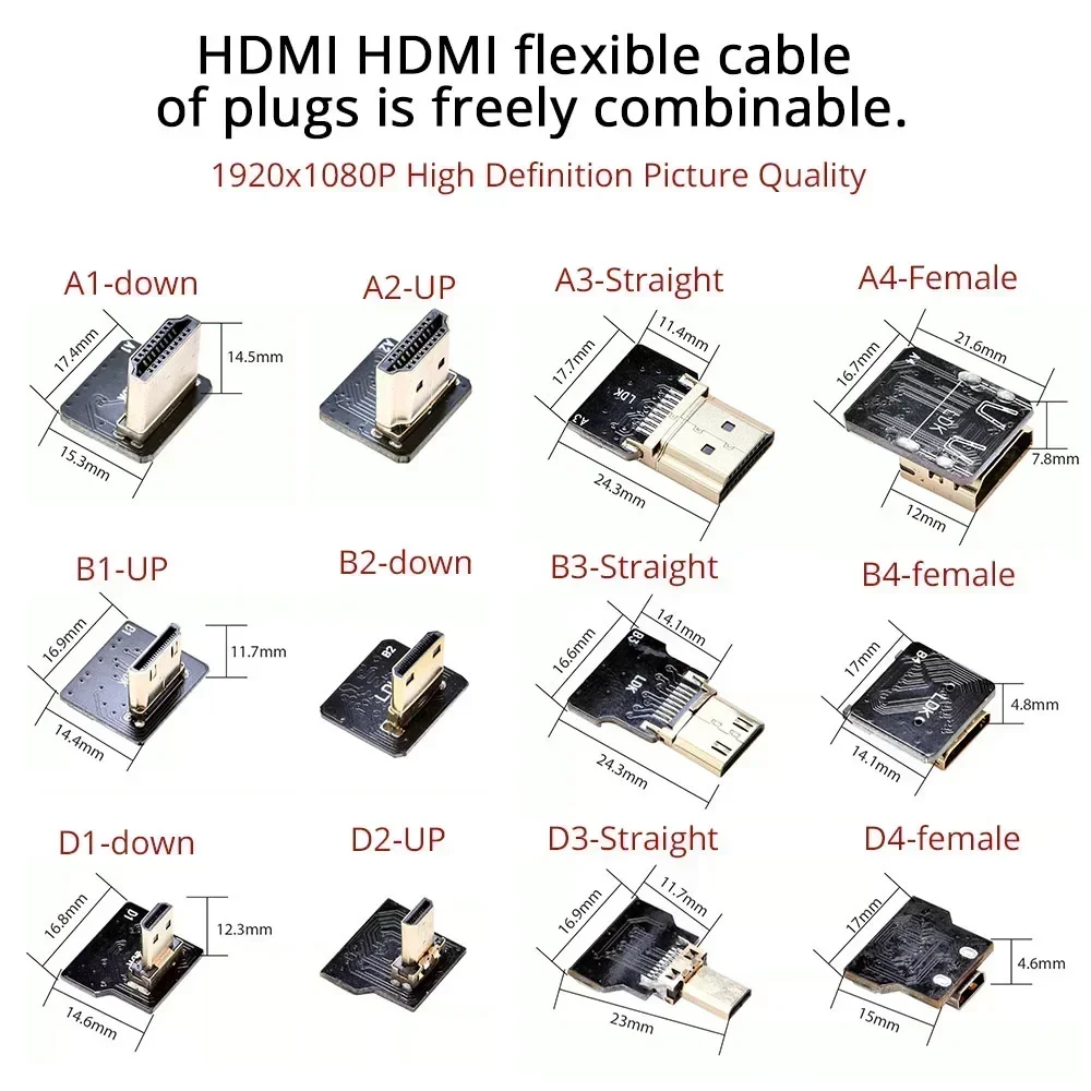 HDMI-متوافق FPV-HDMI FFC-HDMI كابل الشريط 90 درجة صغير/مايكرو-HDMI إلى معيار-HDMI سلك مرن FPV الجوي 5 سنتيمتر 10 سنتيمتر 20 سنتيمتر #5