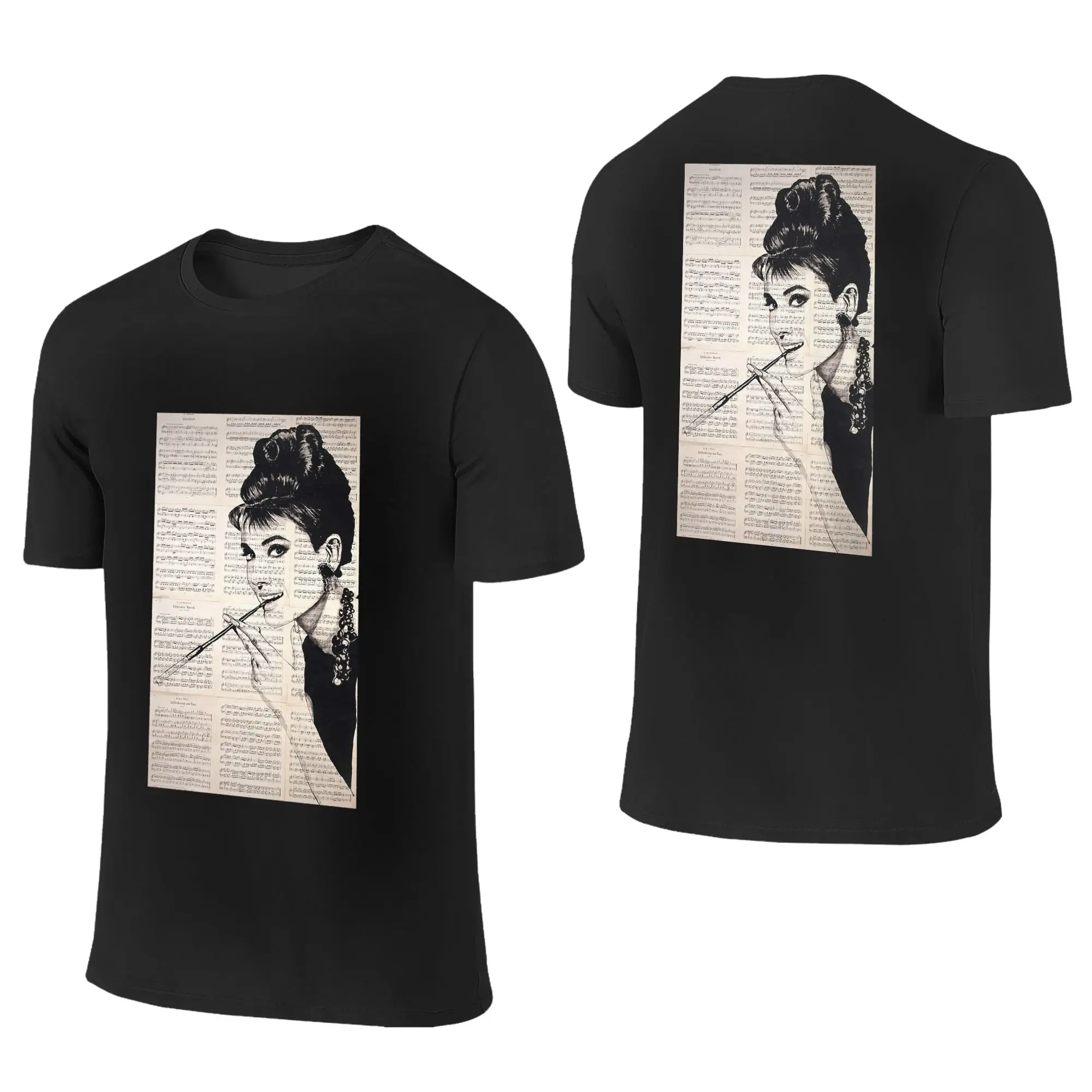 100% Cotton Audrey Hepburn T-Shirt Men's Double Sided T Shirt Men Round Neck Summer Shirts Tops S-6XL