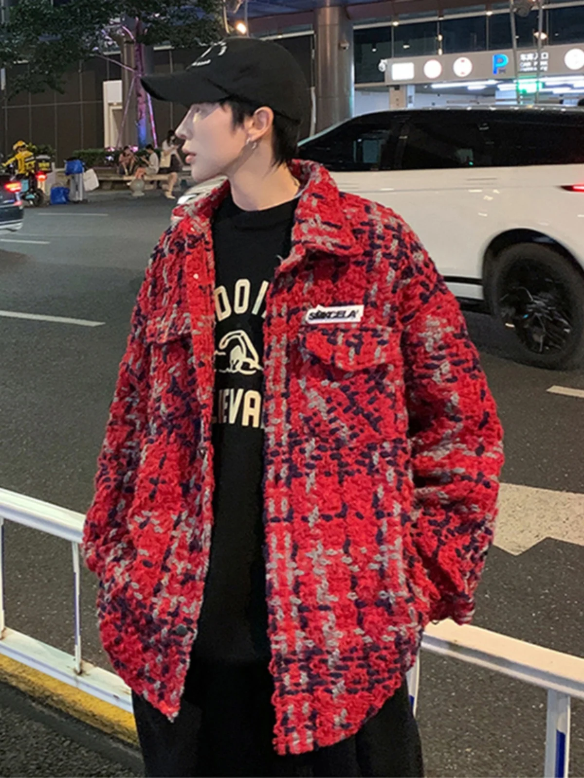 

Red Ches Spring Autumn Men's Coat Quilted Jaet Casual Cool Sle Long Sve Loose Fit Faion Sunscreen Clothing for Cou...