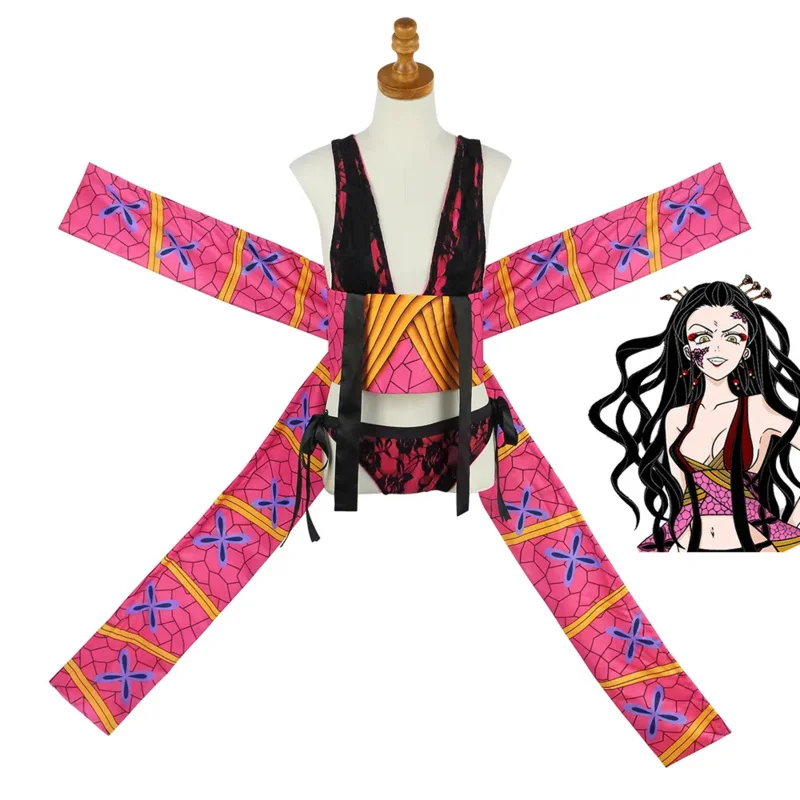 Anime Cosplay S Kimetsu No Yaiba Daki Cosplay Kostuums Hoofddeksels Rug Versiering Been Cover Sexy Cos Uniform Meisjes Halloween