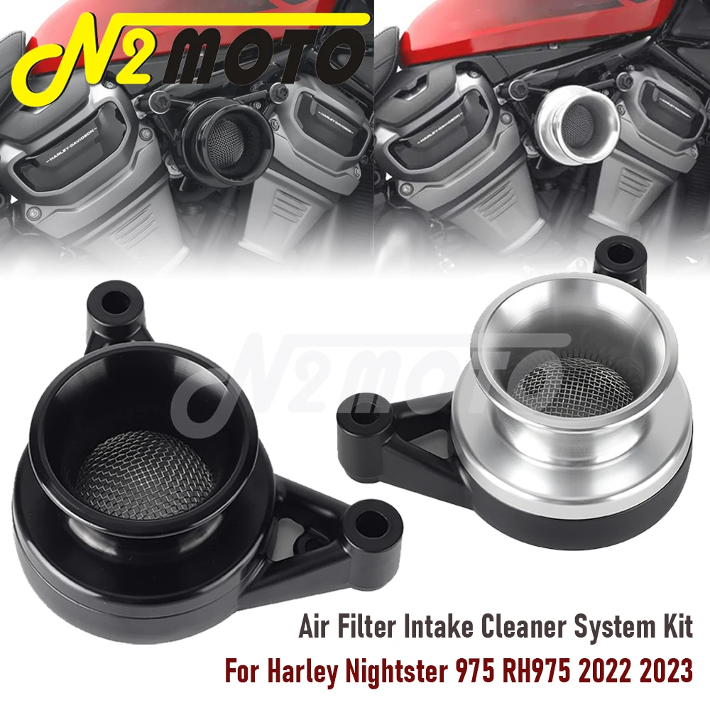 

Motorcycle Air Filter Cleaner Intake Induction Kit For Harley Nightster 975 RH975 2022 2023 2.5" Spun Aluminum Velocity Stack