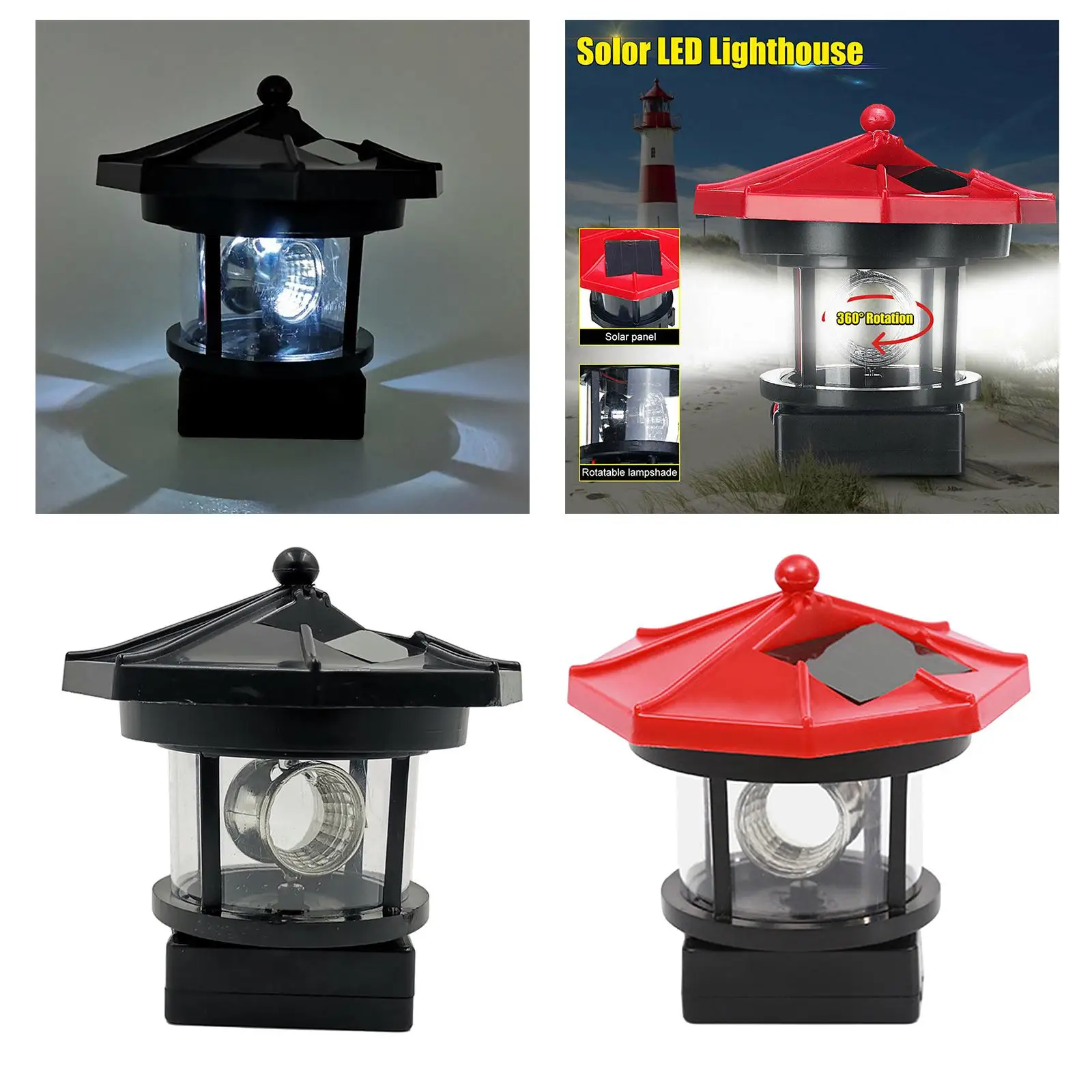 

Powered Lighthouse, Solar Light Decorative, Rotatable Durable, for Outdoor Lawn Patio