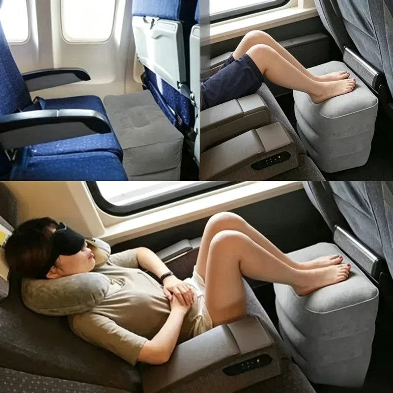 Portable Inflatable Travel Footrest Adjustable Height Leg Rest Pillow For Airplane Car Office Rest