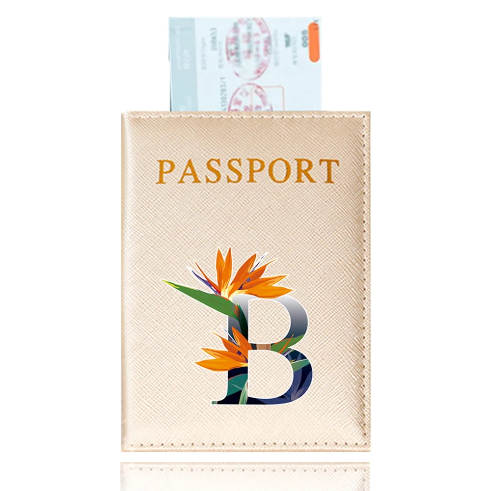 Porte-passeport de voyage, étui en cuir doré, couverture de document, série de documents à fleurs d'impression, Uinex Travelneedments