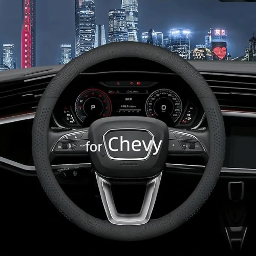 

Leather Steering Wheel Cover for Chevy Silverado 1500 2500 3500 14.5-15 inches Car Steering Wheel Cover with Non-Slip Breathabl
