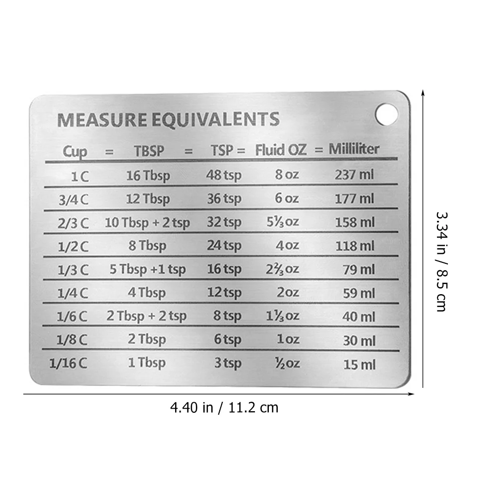 Unit: Conversion Tables Centimeter to Inch Chart Kitchen Supply Magnetic Cooking Convenient Measure Equivalent Measurement