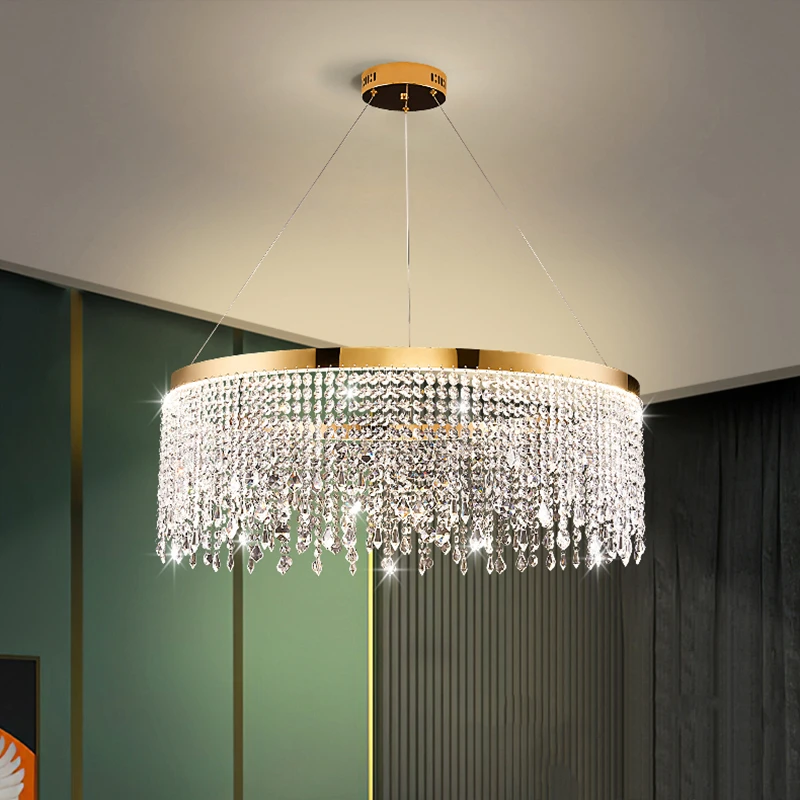 High End Designer Crystal Water Gordijn Hanger Kroonluchter Voor Foyer Eetkamer Hotel Hal Thuis Decor Trap Led Verlichting