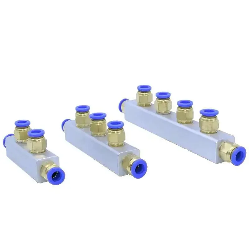 20x20mm Pushfit 8mm 5/6/7/8/9 Ports Aluminum Pneumatic Manifold Block Splitter With Push Fit Connectors PC8-02