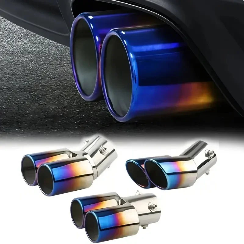 

Automotive dual tube tailpipe, automotive exhaust muffler, flue inclined mouth tailpipe muffler modification accessories