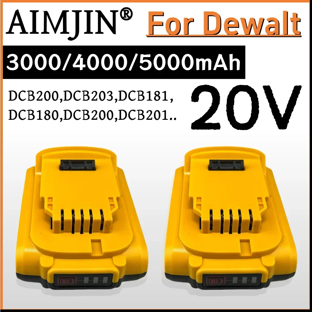 

For DeWalt 20V Power Tool Battery 3000/4000/5000mAh Li-ion Rechargeable Battery Replacement DCB200 DCB205 DCB206 DCB184 DCB201