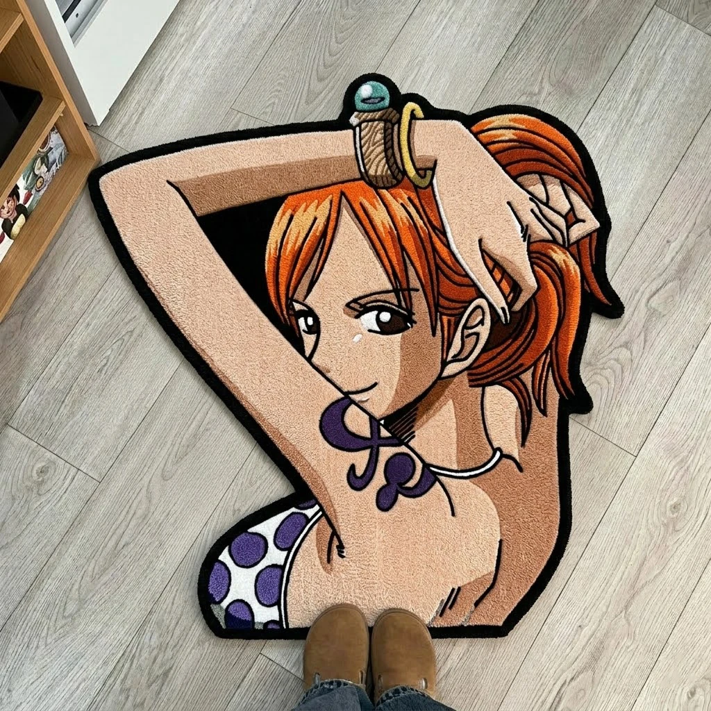 

One Piece Nami Theme Anime Shape Rug Soft Fluffy Floor Carpet Anti-slip Kids Play Mat for Home Decor Fans Gift