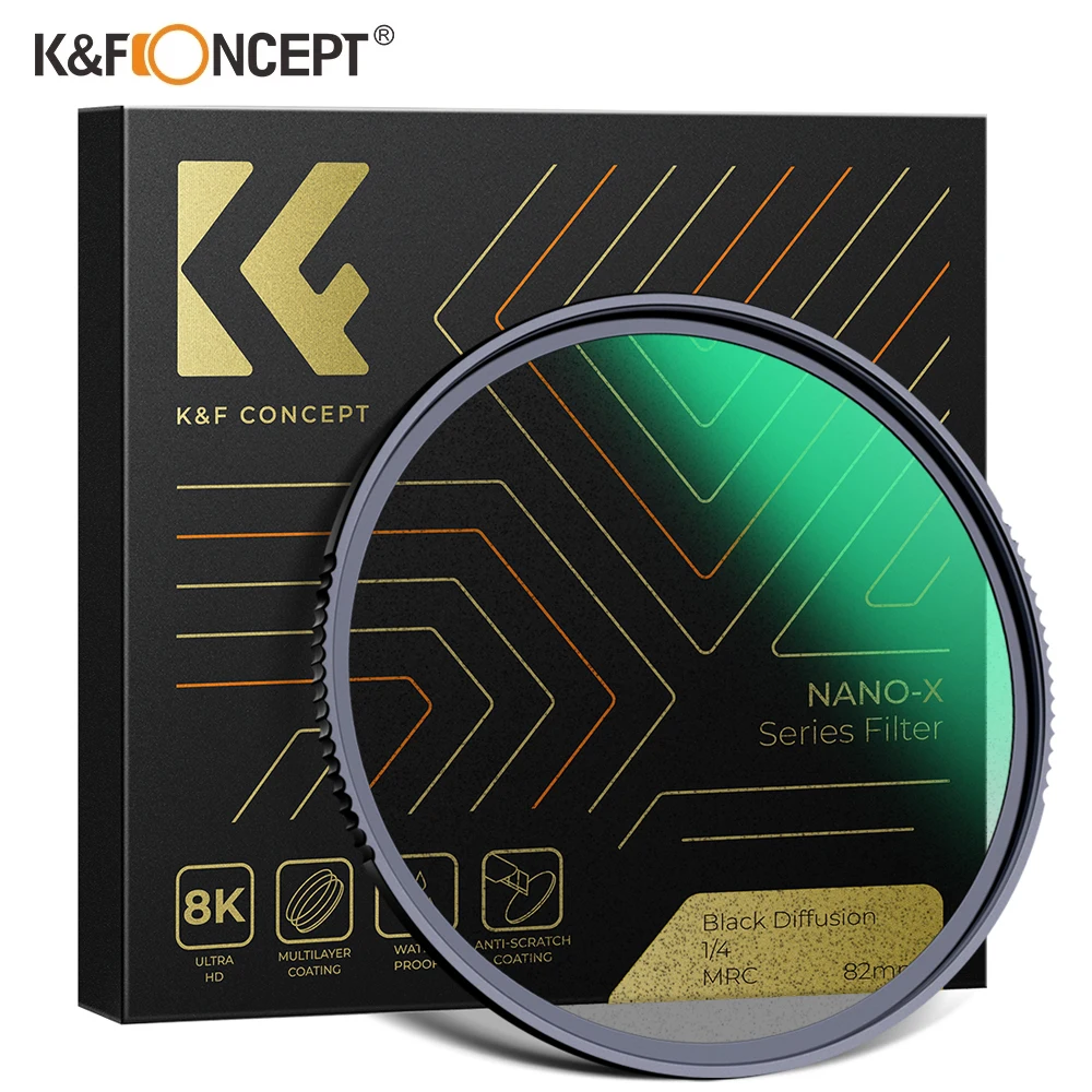 K&F Concept Black Mist Diffusion 1/4 Lens Filter Special Effects Shoot Video Like Movies 37mm 49mm 52mm 58mm 62mm 67mm 77mm 82mm