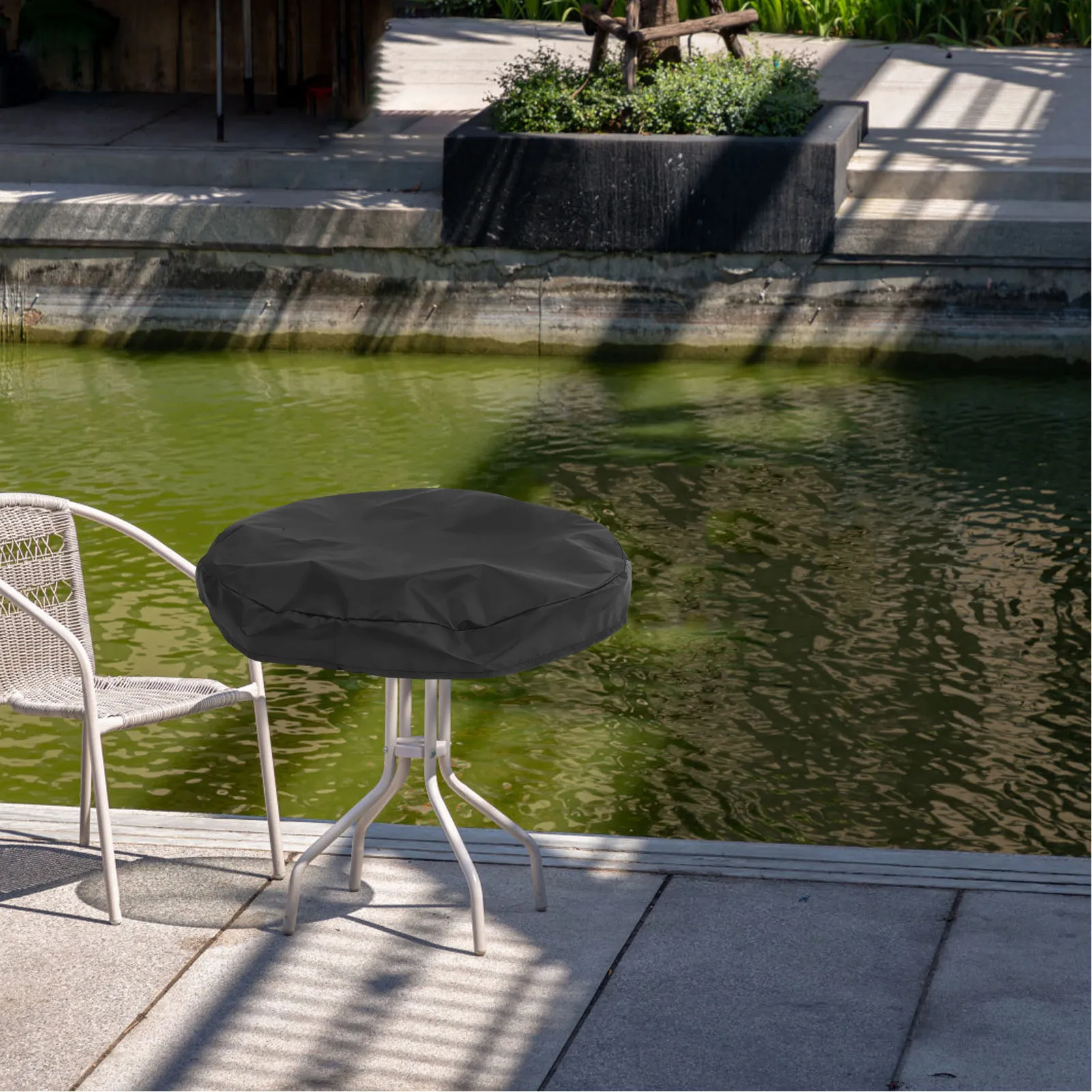 Round Fire Pit Cover Oxford Cloth Heavy Duty Windproof Water Resistant Foldable Snug Fit for Outdoor Fire Table Barbecue Pit