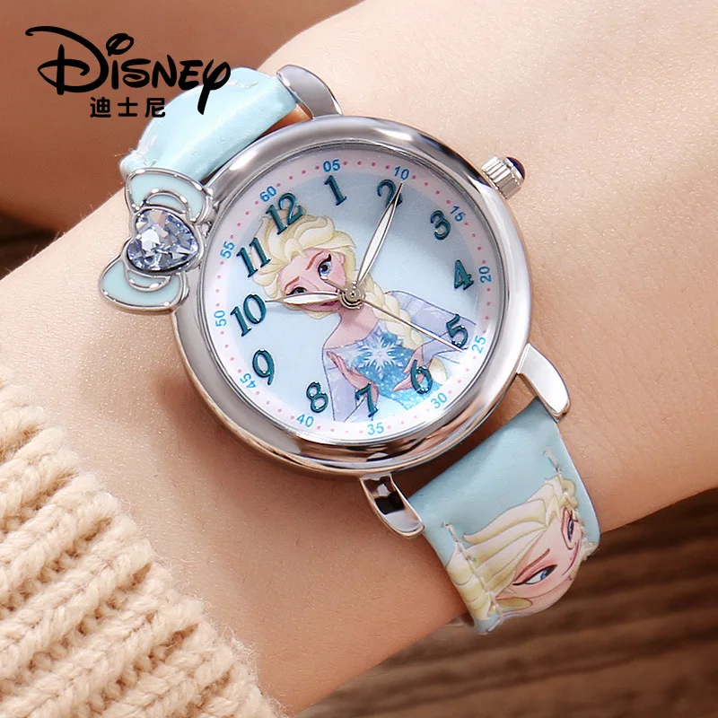 

Оригинальные наручные часы Disney, детские часы Disney Frozen, водонепроницаемые кварцевые часы для девочек с принцессой Эльзой, для девочек младших классов школы 219