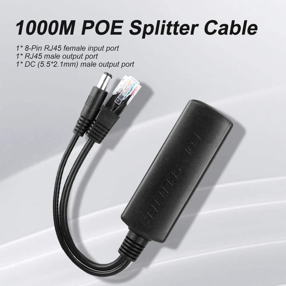 POE Splitter 10/100/1000Mbps Ethernet Splitter IEEE802.3af 44-57V To 5V 2.4A Power Supply for Non-POE Camera or Non-POE Device