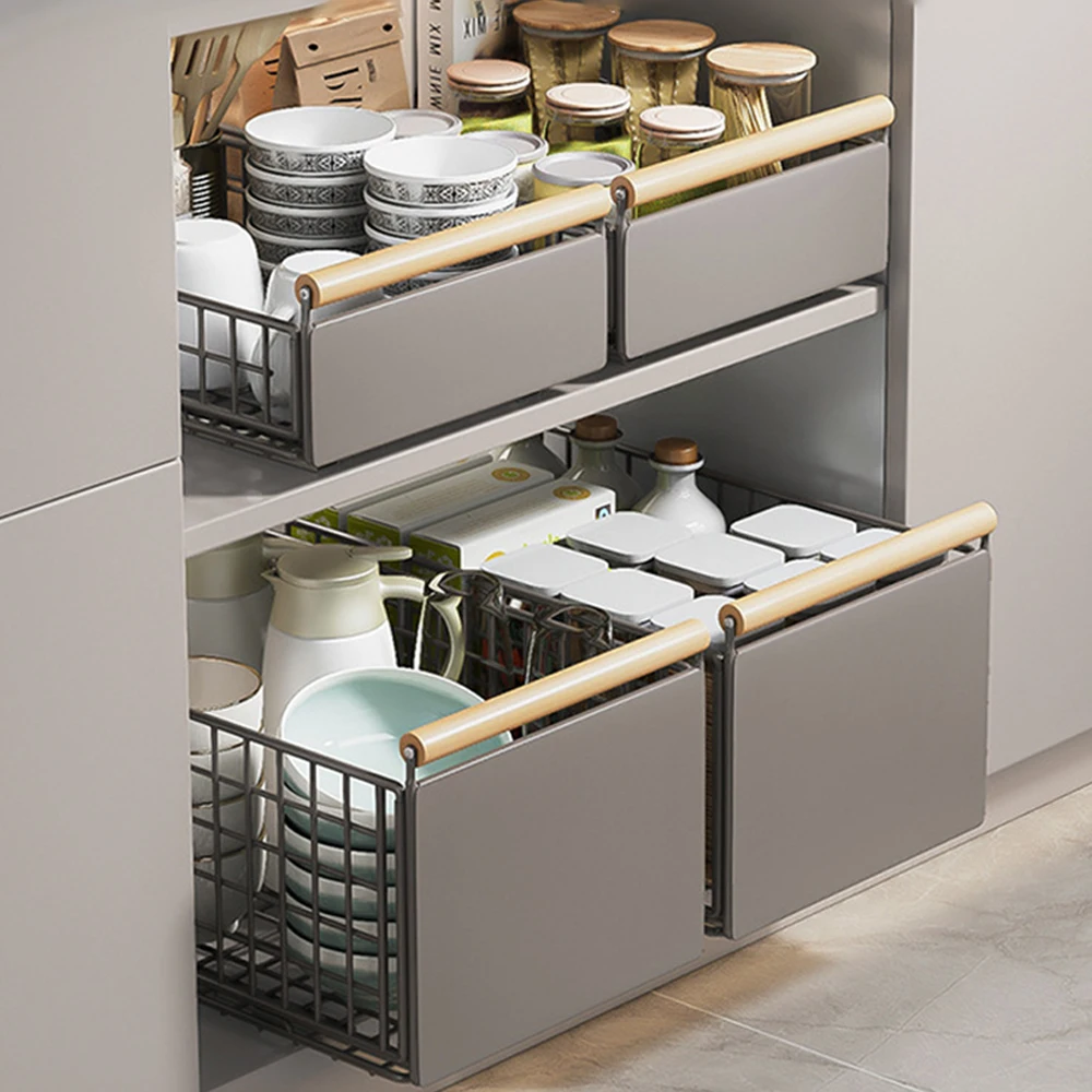 Nouvelle étagère de rangement de cuisine avec rails coulissants, type tiroir coulissant, pour bouteilles d'assaisonnement et épices, organisateur de cuisine pour armoires