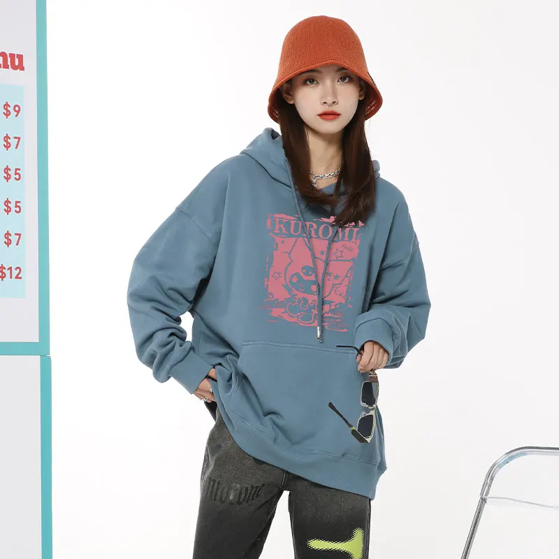 Kuromi Culomi Collaboration Sweatshirt Women's Hooded Japanese Sanrio Jacket 2024 New Autumn Clothes Trendy Brand