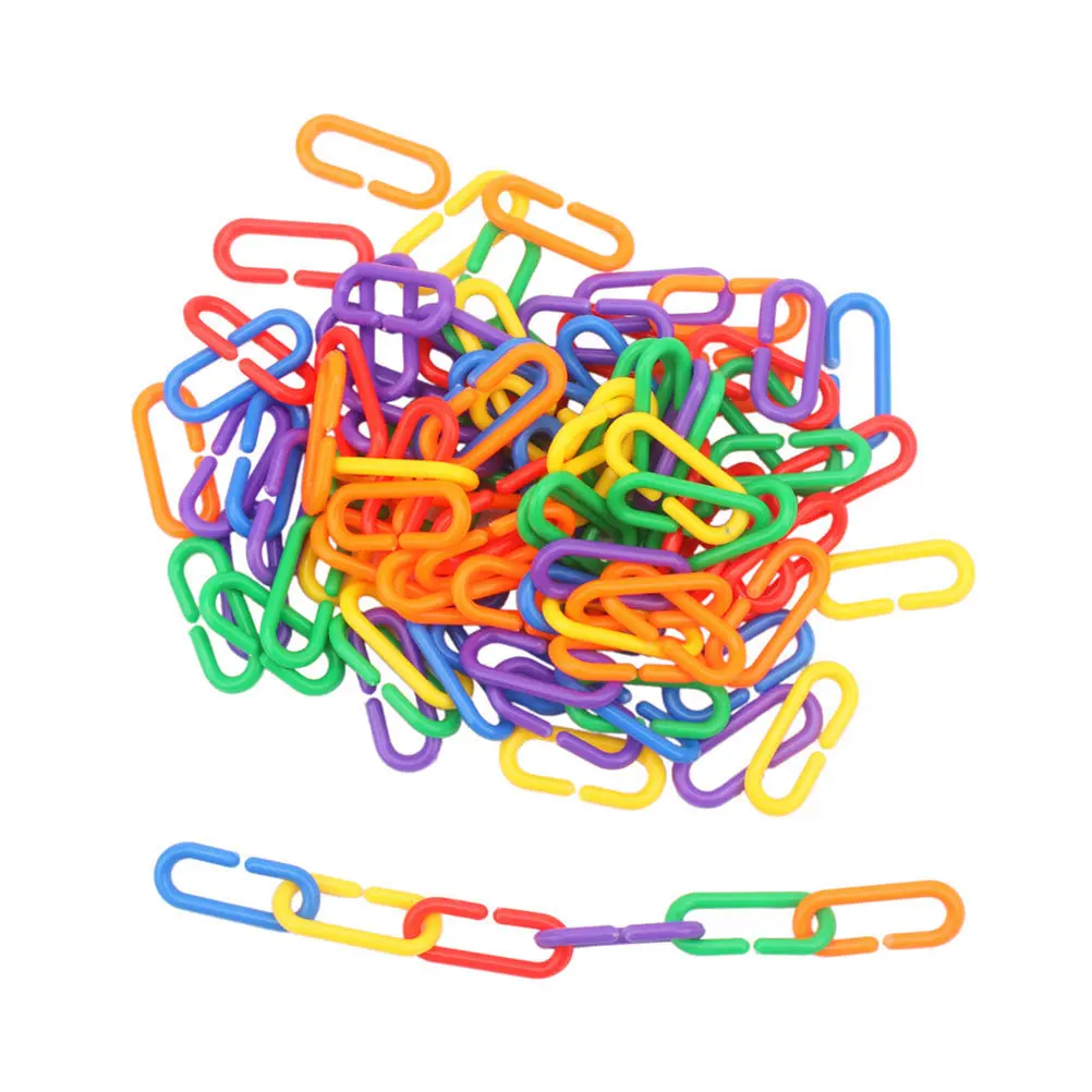 100pcs Plastic Bird Chew Toy Chain for Parrots, Cockatiels, Parakeets & Small Birds – Safe Exploration & Skill Building