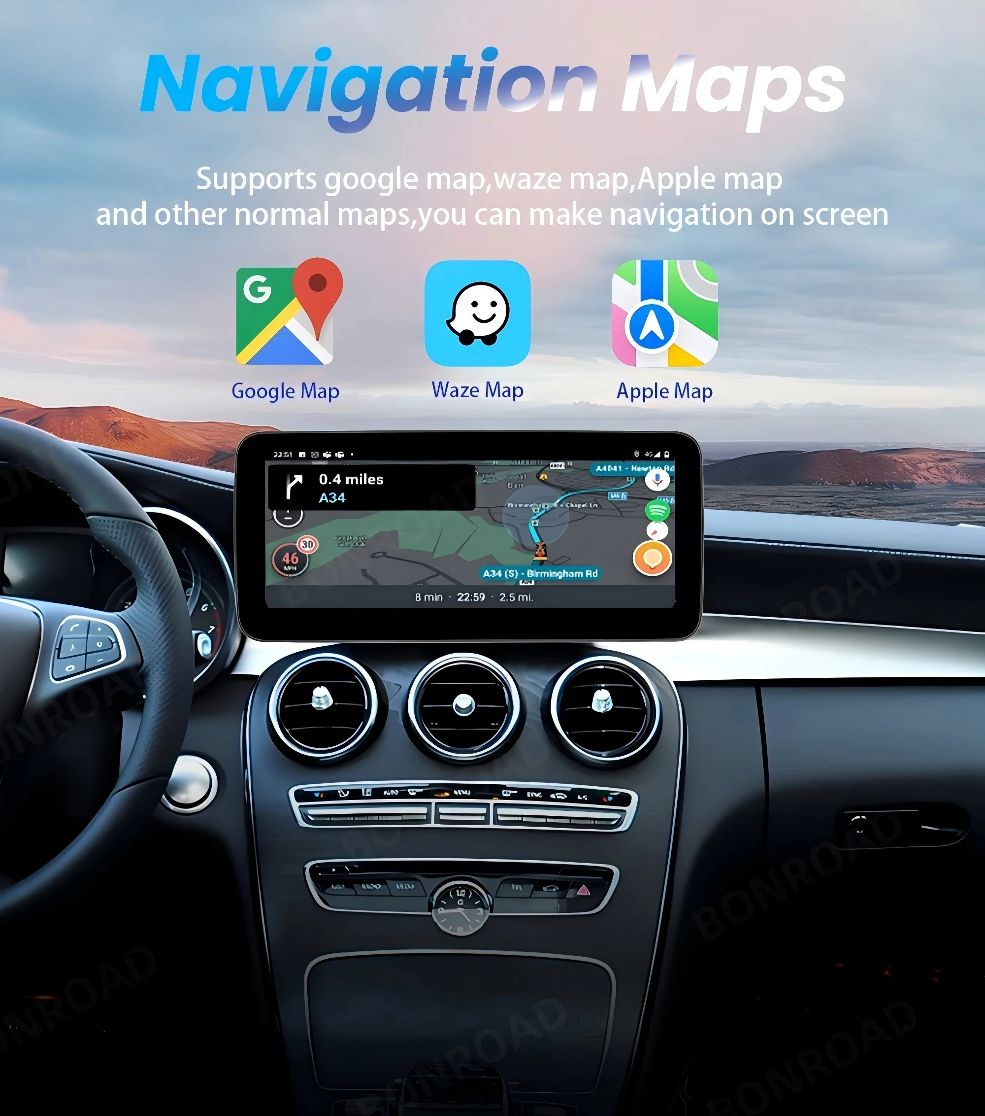 BONROAD 10.25 12.3 1920*720 2400*900 Touchscreen Auto-Multimedia-Display für Benz B-Klasse W245 W246 W242 NTG4.5 Wireless CarPlay AndroidAuto Airplay Autolink – Detail 4