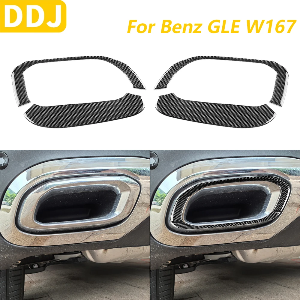 

Для Mercedes-Benz W167 GLE 300 350 400 450 2019-2024 автомобильные аксессуары из углеродного волокна, задний бампер, крышка выхлопной трубы, наклейка