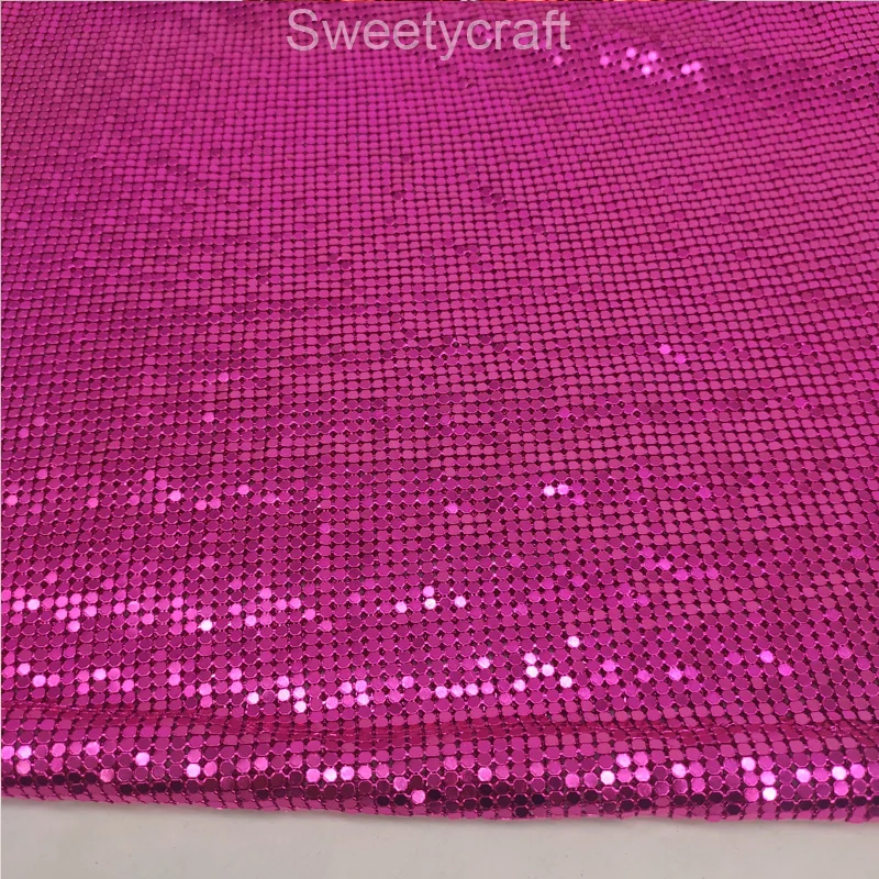 2022 Fashion Glomesh Flexible Metal Sequin Mesh Fabric Fushia Color for Clothing DIY Jewelry Party Chainmail Dress