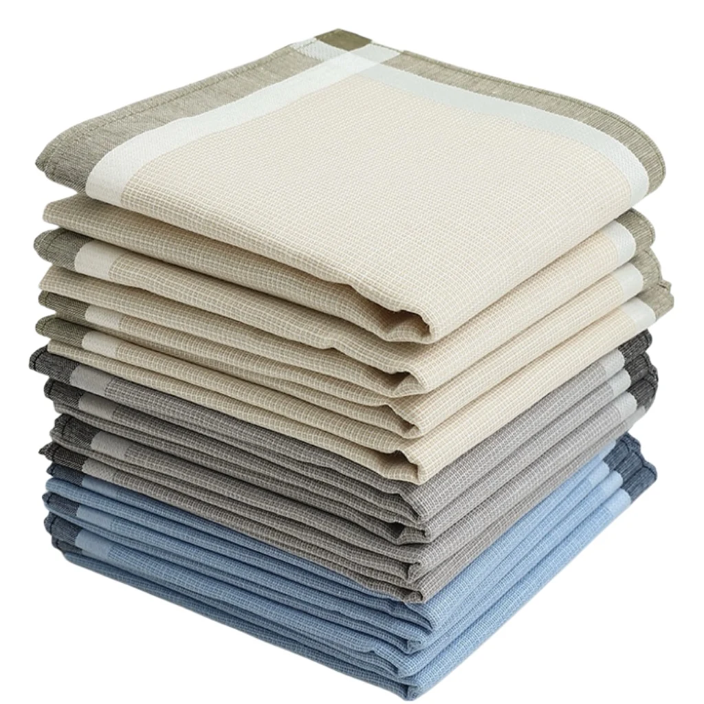 3-Pack of Men's Pure Cotton Handkerchiefs, Yarn-Dyed Cotton Handkerchiefs, Gentleman's Suit Flap Pocket Pants Squares, Groom's Wedding Souvenirs