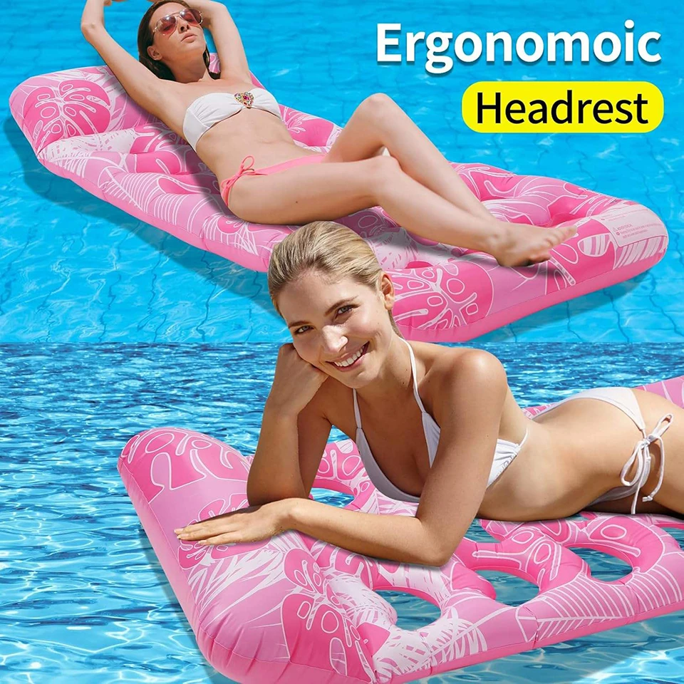 PVC Aufblasbare Schwimminsel für Erwachsene, 180*90CM Lange Hohlluftmatratze für Wasser, Schwimmbad, Strand & See, Entspannungs-Schwimmbett FY-3 – Detail 5