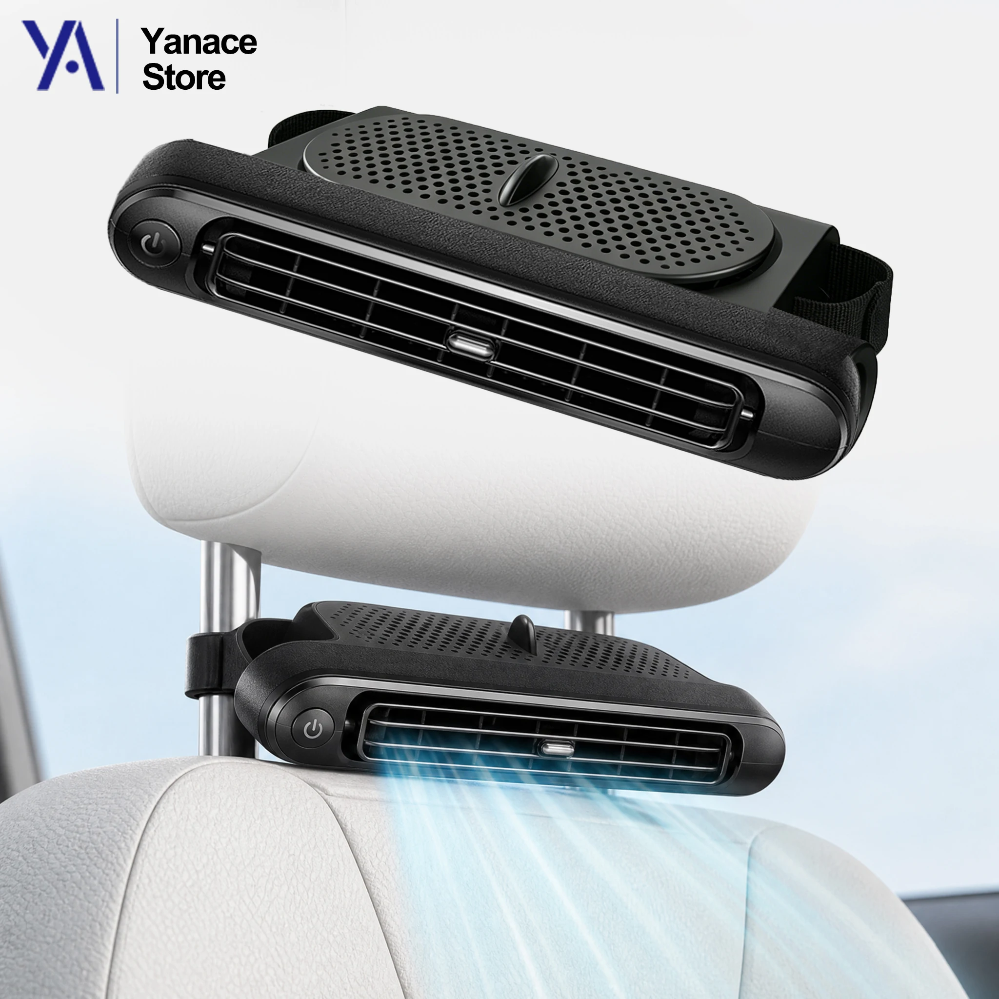 Car Seat Backrest Cooling Fan3Speed Adjustable USB Rechargeable with Independent Switch Easy to Install Ultra Quiet Kid-Friendly