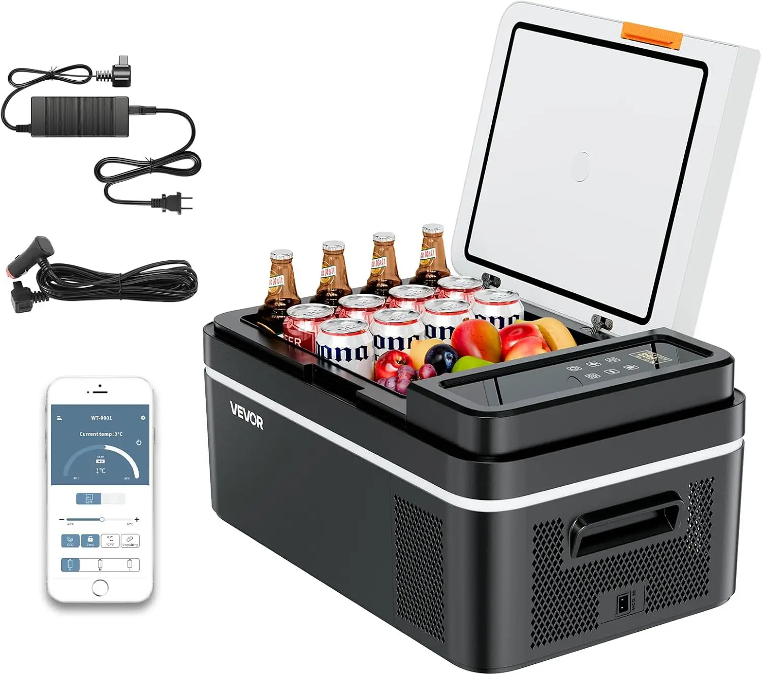 Car Refrigerator, DC 12/24V AC100-240V Compressor Electric Cooler, -4°F to 68°F Car Fridge with APP Control, 21 QT Cars Freezer