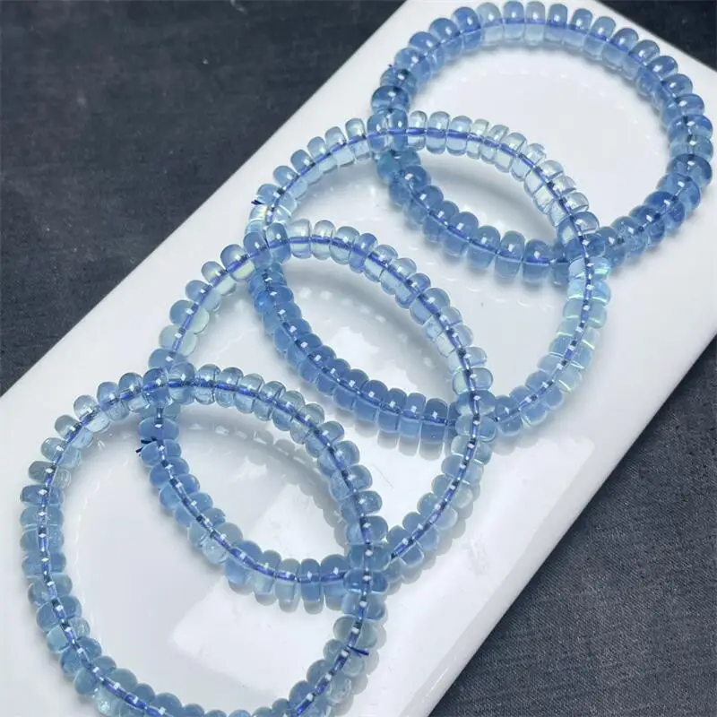 Natural Aquamarine Bracelet Colorful Gemstone Bead Strings Fashion Beautifully Jewelry 1PCS