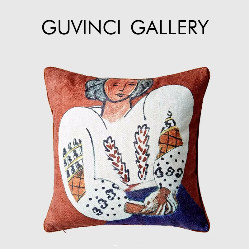 GUVINCI The Romanian Blouse Decorative Cushion Covers Artist Luxury Blend Fabric Textured Throw Pillow Case For Bed Couch Office