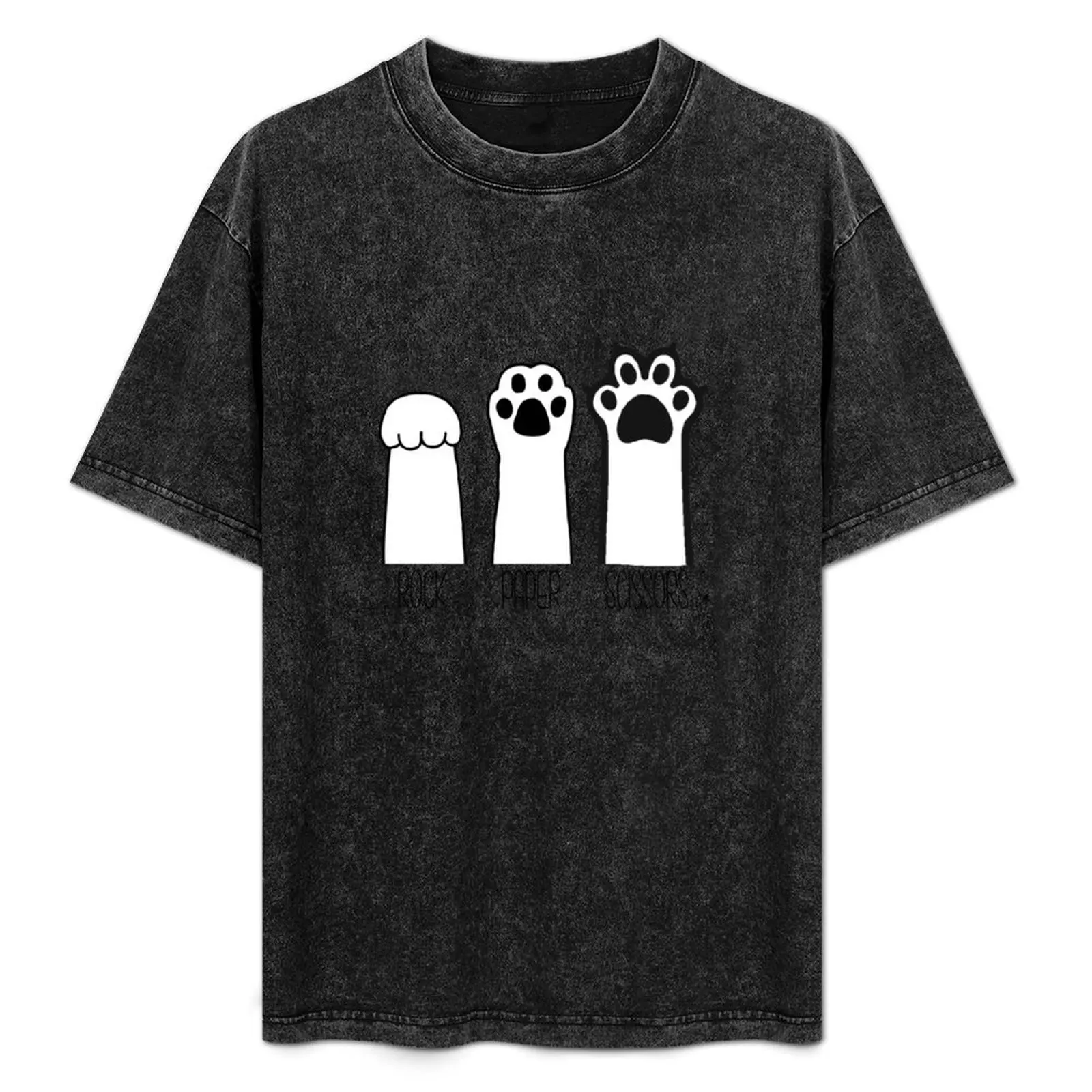 

Rock Paper Scissors Cat Paws Funny Cat Lover T-Shirt Work Casual Loose Fit T-Shirt