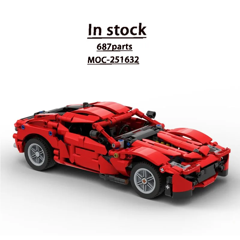

MOC-251632 Classic Red Iconic Sports Supercar Racing Building Block Model 687 Parts Boys Children's Birthday Christmas Toy Gift