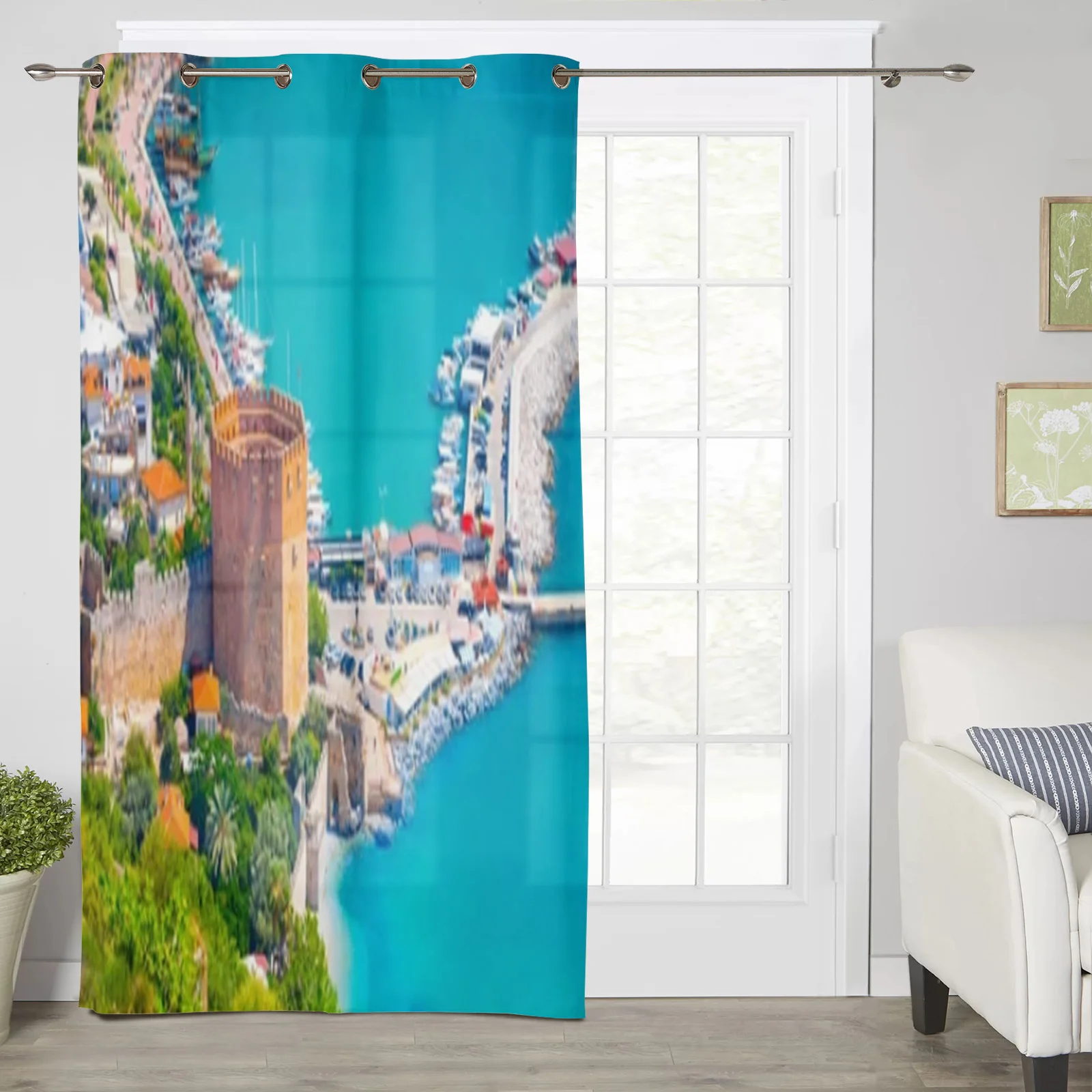 Seaside Town Boat Window Curtains For Living Room Luxury Bedroom Decor Drapes Kitchen Window Treatments Curtains