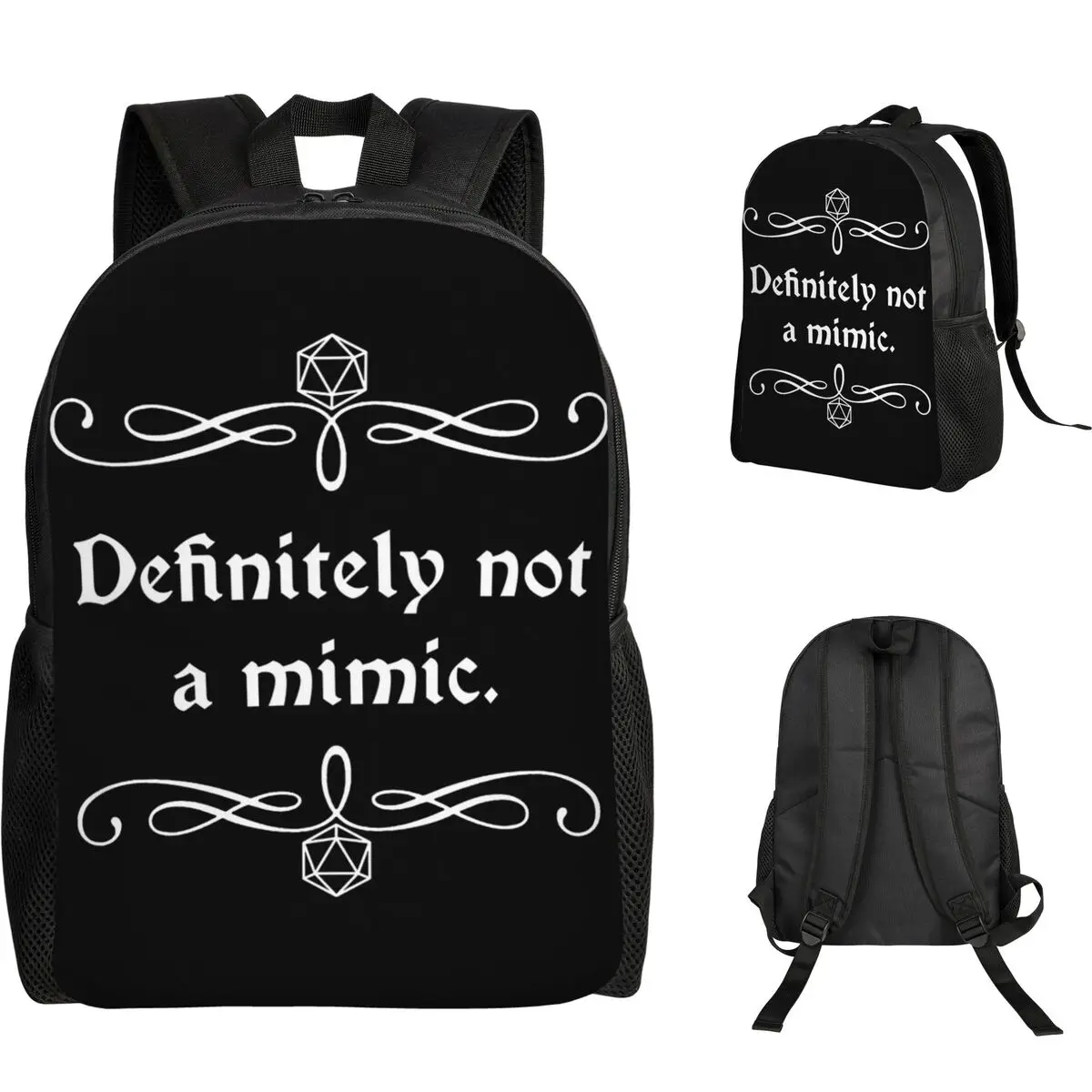

Definitely Not A Mimic Dnd Game Student Backpack School Bag Hiking Travel Daypack for Men Women Fashion Bookbag Shoulder Bags