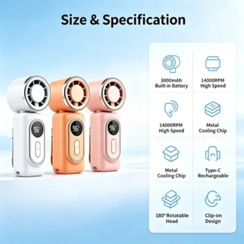 Portable Handheld Fan Mini Clip Fan Umbrella Holder Function Rotatable USB charging Compact Personal Cooling Fan Outdoor Camping image 6
