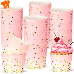 50Pcs Gold Dots Paper Baking Cups Oven-safe Muffin Cupcake Baking Mold Cup Liners Non-stick Ramekin Holders for Wedding Birthday